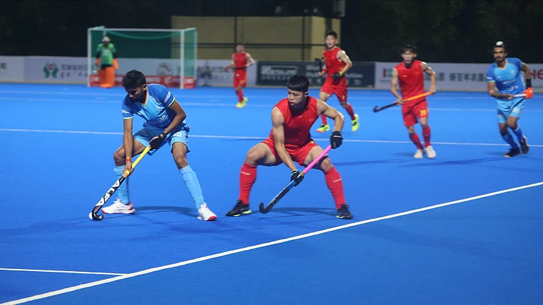 Indian players against China at the Asian Champions Trophy 2024. - Photo: X | Asian Hockey Federation